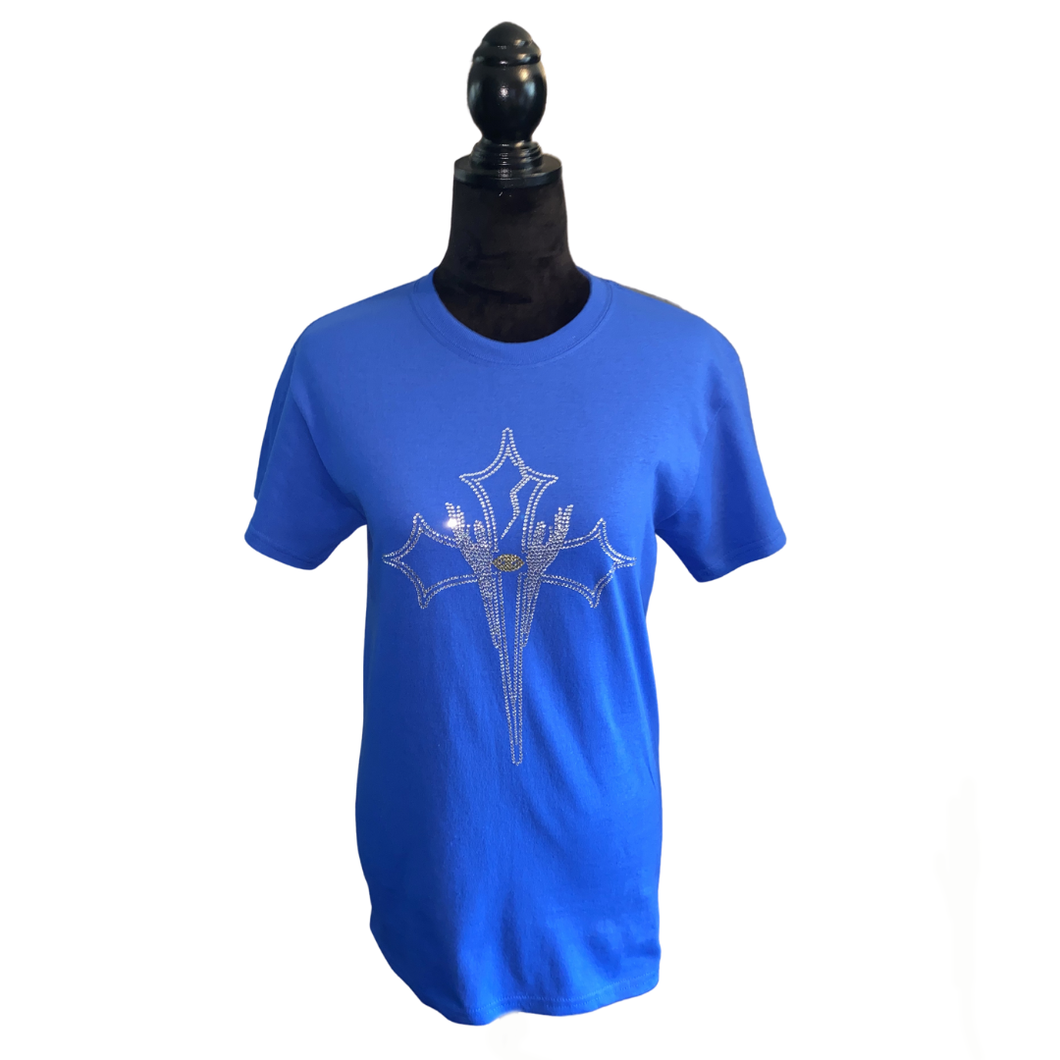 Cobalt Blue T-Shirt w/ Clear Crystals