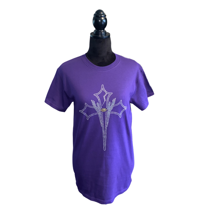 Purple T-Shirt w/ Clear Crystals