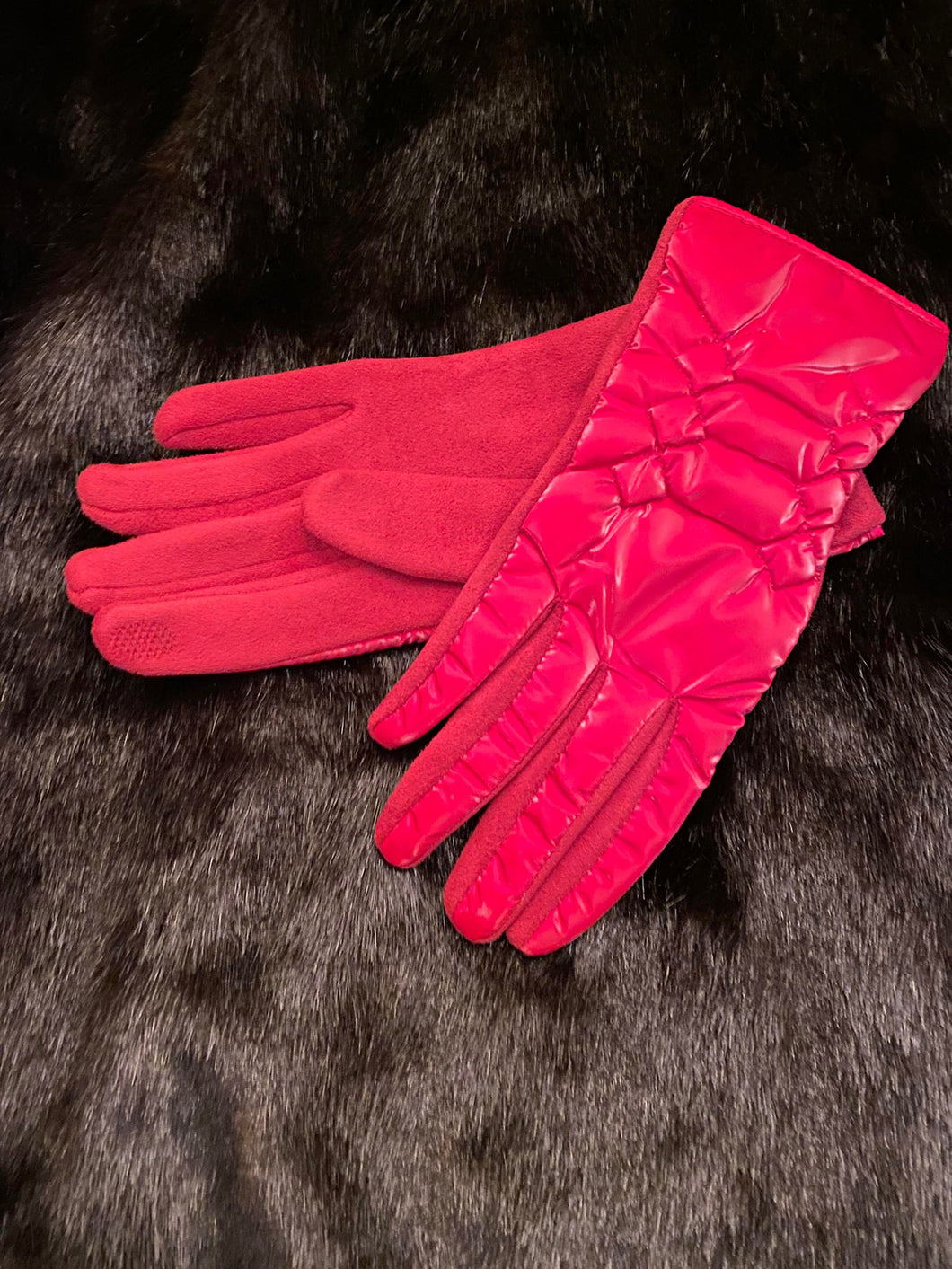Red Patent Gloves