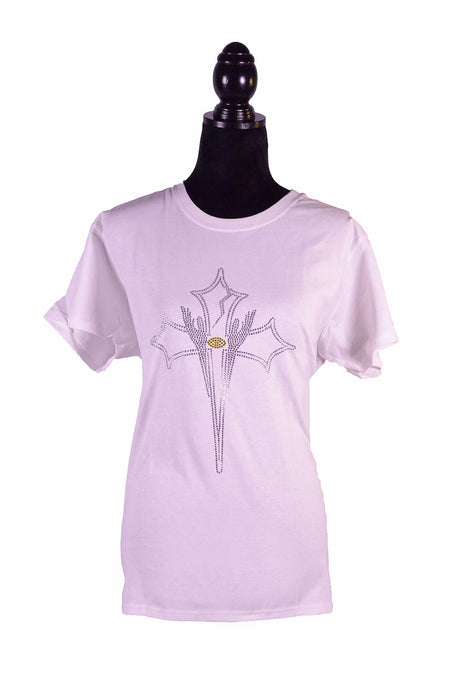 White T-Shirt w/ Clear Crystals