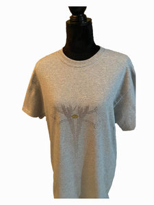 Gray T-Shirt w/ Clear Crystals